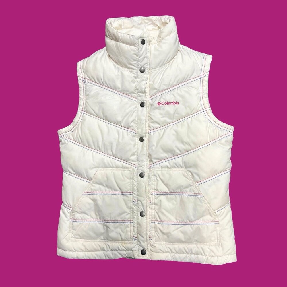 Columbia Vest Womens Medium White Omni-Shield Quilted Insulated Full Zip Puffer - Picture 2 of 8